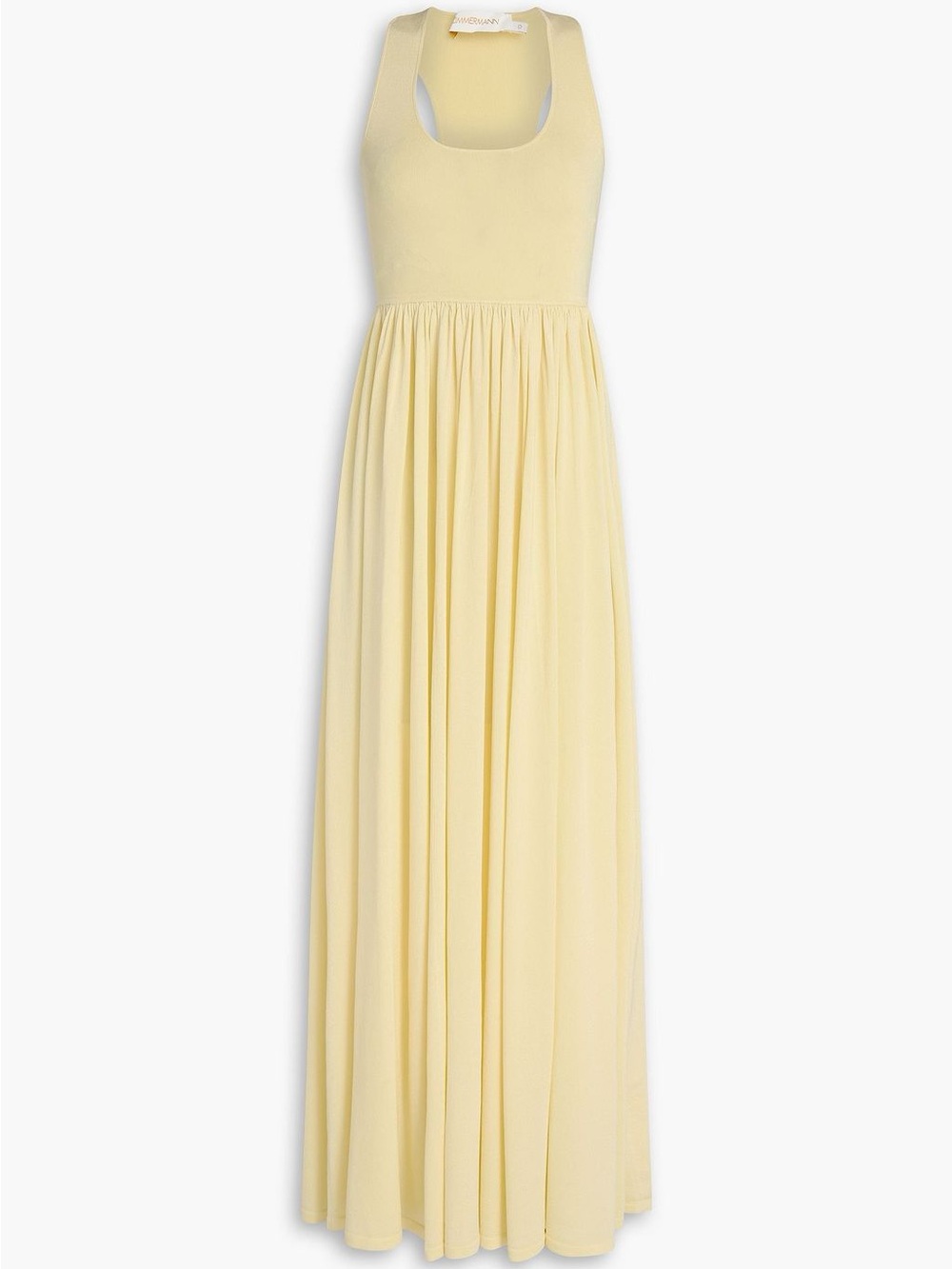 Zimmermann Pale Yellow Scoop Neck metallic Maxi Dress